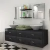 Image de vidaXL Mobilier de salle de bain avec lavabo 7 pcs Noir272231
