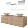 Image de vidaXL VidaXL Mobilier de salle de bain avec lavabo 7 pcs Beige