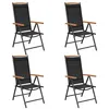 Image de vidaXL Chaises de jardin pliables lot de 4 aluminium et textilène noir41733