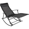 Image de Vidaxl Chaise Ã Bascule De Jardin Acier Et TextilÃ¨ne Noir