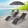 Image de vidaXL Chaises longues et parasol Aluminium Noir42161