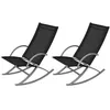 Image de vidaXL Chaises à bascule de jardin lot de 2 Acier et textilène Noir42163