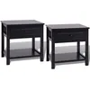 Image de vidaXL Table De Chevet 2 Pcs Bois Noir - Vidaxl
