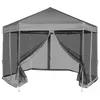 Image de vidaXL Chapiteau hexagonal avec 6 parois latérales Gris 3,6x3,1 m42111
