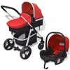 Image de vidaXL Poussette 3-en-1 Aluminium Rouge et noir