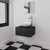 Image de vidaXL Meuble de salle de bain 4 pcs avec lavabo et robinet Noir273685