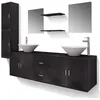 Image de vidaXL VidaXL Meuble de salle de bain 11 pcs avec lavabo et robinet Noir