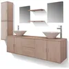 Image de vidaXL VidaXL Meuble de salle de bain 11 pcs avec lavabo et robinet Beige