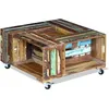 Image de Table Basse Bois De Récupération Massif 70 X 70 X 35 Cm