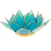 Image de Porte Bougie Fleur de Lotus Bleu et or 5 ème chakra
