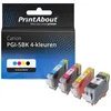 Image de PrintAbout huismerk Inktcartridge PGI-5BK 4-kleuren 4-kleuren Multipack Geschikt voor Canon