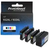 Image de PrintAbout huismerk Inktcartridge 932XL / 933XL (C2P42AE) 4-kleuren Multipack Hoge capaciteit Geschikt voor HP