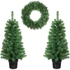 Image de Black Box Trees Norton Coffret sapin de Noël et couronne - 2 Sapins de Noël artificiels en 1 couronne avec éclairage LED - vert