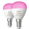 Image de Pack de 2 ampoules connectées Sphérique Philips Hue White et Color Ambiance P45 E14 5,1 W Blanc