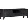 Image de vidaXL Vidaxl Meuble Tv Noir 118 X 30 X 40 Cm Bois De Manguier Massif