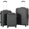 Image de vidaXL Valise rigide 3 pcs Noir ABS