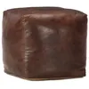 Image de vidaXL Pouf 40 x 40 x 40 cm Marron foncé Cuir véritable de chèvre248127