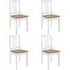 Image de vidaXL Vidaxl 4 Pcs Chaises Ã  Dã®Ner Avec Coussins Blanc Bois Solide