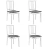 Image de vidaXL Chaises à manger avec coussins lot de 4 blanc bois solide247637