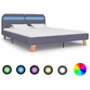 Image de vidaXL Cadre de lit avec LED Gris clair Tissu 160 x 200 cm