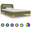 Image de vidaXL Cadre de lit avec LED sans matelas vert tissu 90x200 cm280906