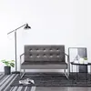 Image de vidaXL Canapé 2 places avec accoudoirs Gris foncé Chrome et velours