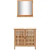 Image de vidaXL Vidaxl Armoire Pour Lavabo Avec Miroir Bois De Noyer Massif