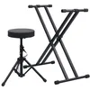 Image de vidaXL Kit de support de clavier Â¿Â¿ empattement double et tabouret Noir