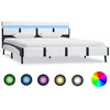 Image de vidaXL Cadre de lit avec LED Blanc Similicuir 120 x 200 cm