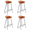 Image de vidaXL Chaises de bar lot de 4 marron cuir véritable276365