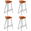 Image de vidaXL Vidaxl Chaises De Bar Lot De 4 Marron Cuir Véritable