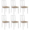 Image de vidaXL Chaises à manger avec coussins lot de 6 blanc bois solide276405