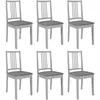 Image de vidaXL Vidaxl Chaises À Manger Avec Coussins Lot De 6 Gris Bois Solide