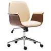 Image de vidaXL Chaise de bureau Crème Bois courbé et similicuir
