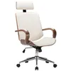 Image de Chaise de bureau avec appuie-tÃªte CrÃ¨me Similicuir et bois - vidaXL