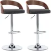 Image de vidaXL Tabourets De Bar 2 Pcs Gris Foncé Tissu Et Bois Courbé - Vidaxl
