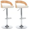 Image de vidaXL Tabourets de bar lot de 2 crème similicuir et bois courbé283147