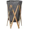 Image de vidaXL PANIER À LINGE PLIABLE GRIS BOIS ET TISSU