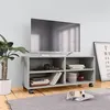 Image de vidaXL Meuble TV avec roulettes Gris béton 90x35x35 cm Bois ingénierie