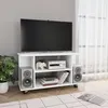 Image de vidaXL Meuble TV avec roulettes Blanc 80 x 40 x 40 cm Aggloméré