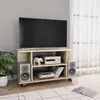 Image de vidaXL Meuble TV et roulettes chêne sonoma 80x40x45 cm bois ingénierie800192