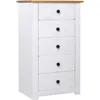 Image de vidaXL Buffet Avec 5 Tiroirs & Étagère D'affichage Blanc 46x40x89 Cm Pin Gamme Panama