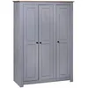 Image de vidaXL Vidaxl Garde-Robe 3 Portes Gris 118x50x171,5 Cm Pin Assortiment Panama