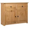 Image de Buffet 1 piÃ¨ce 2 tiroirs 2 portes en pin massif blanc Panama Range Armoire de rangement