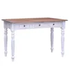 Image de vidaXL Bureau avec tiroirs blanc 117x57x75 cm bois d'acajou massif