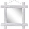 Image de vidaXL vidaXL Miroir à bûches Blanc 70x70 cm Bois de récupération massif