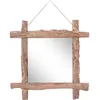 Image de vidaXL vidaXL Miroir à bûches Naturel 70x70 cm Bois de récupération massif