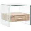 Image de vidaXL Table basse avec tiroir 50x50x45 cm Verre trempé284724