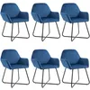 Image de vidaXL Chaises De Salle À Manger 6 Pcs Bleu Velours