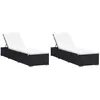 Image de vidaXL Vidaxl Chaises Longues Avec Coussins 2 Pcs Résine Tressée Noir